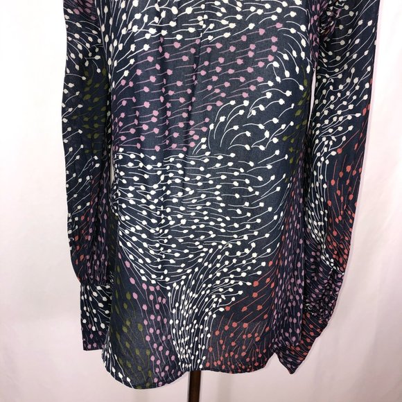 Anthropologie Leifsdottir Tie Back Tunic Blouse Light Long Sleeve Print Top - Picture 8 of 13